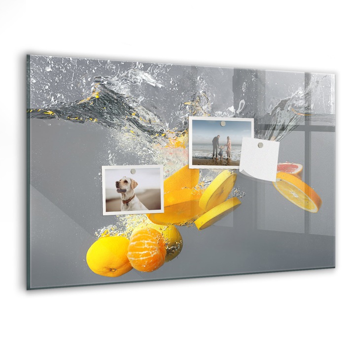 Магнитна дъска, Tulup, Цитруси във вода, 60 cm x 40 cm, Жълт