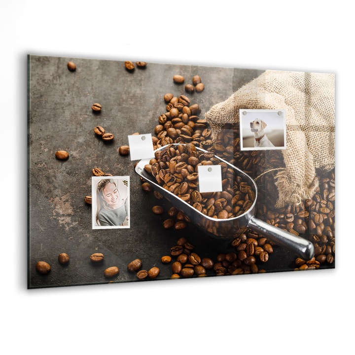 Tabla magnetica. Sticla. Punga De Cafea Proaspata. 90 cm x 60 cm. Maro. 00027545