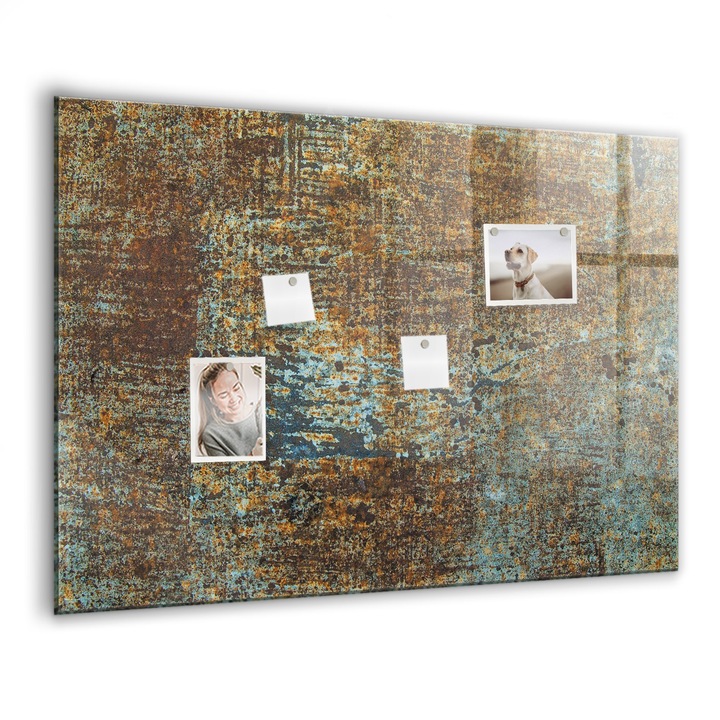 Tabla magnetica. Sticla. Rugina Pe Metal. 100 cm x 70 cm. Maro. 00077255