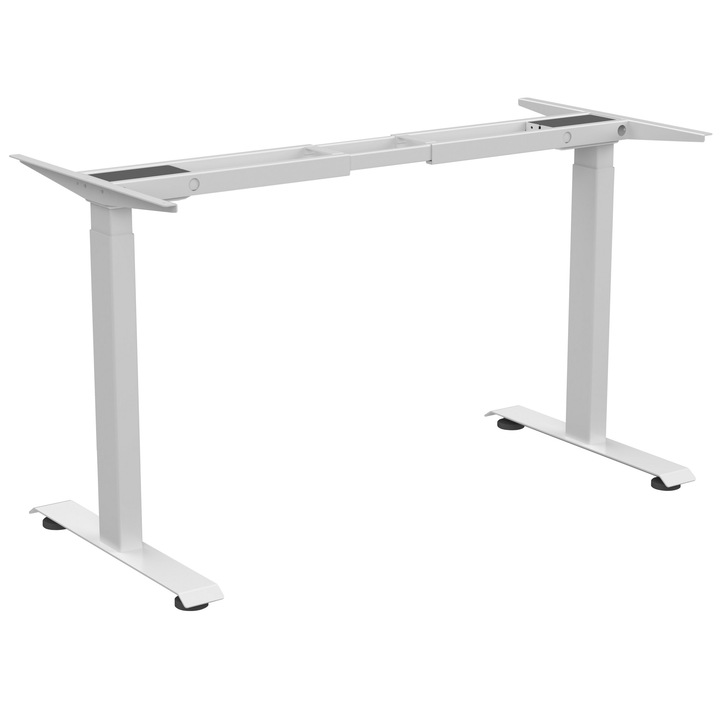 Cadru birou electric QMOBILI BASIC 2 Alb, 2 motoare, cadru reglabil pe inaltime, picior 80x50mm reglabil in 2 trepte, Controler digital cu functii de memorie, port conectare USB A si port conectare USB C, sarcina ridicare 100 kg