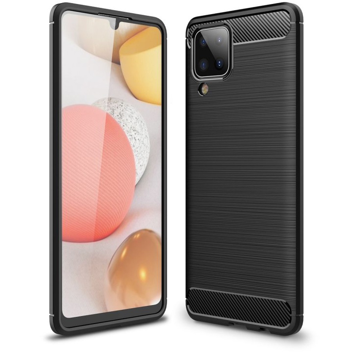 Védőtok Samsung Galaxy A12 Nacho A127 / M12 M127 / A12 A125, karbon, Xtreme Armor, U-454, Deep Dark