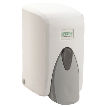 Dispenser (dozator) sapun/dezinfectant lichid Vialli, rezervor, 500 ml, Alb Dispenser (dozator) sapun/dezinfectant lichid Vialli, rezervor, 500 ml, Alb