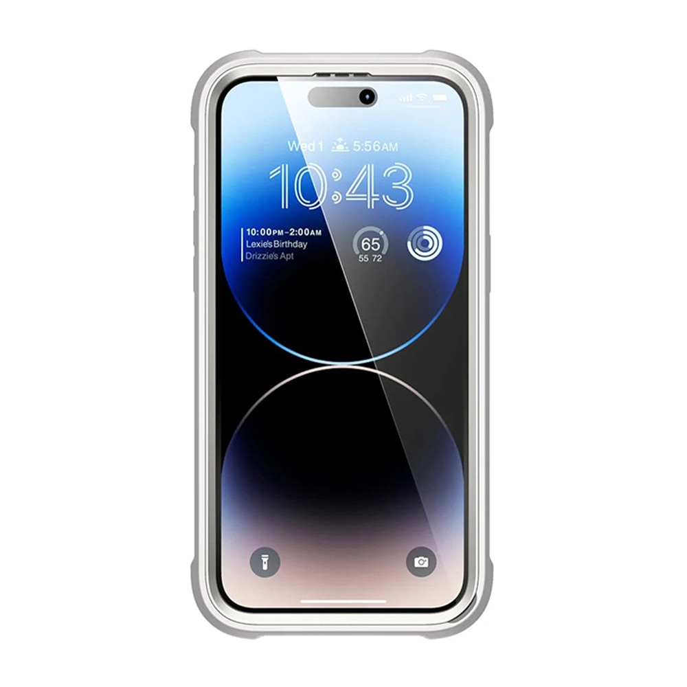 Husa tip MagSafe compatibila cu Apple iPhone 15 Pro Max, FONIX HardEdge 360, Protector de ecran inclus, Colturi intarite anti-soc, Margini ridicate, Rezistenta crescuta la socuri, Compatibila cu incarcare wireless, Transparent/Alb