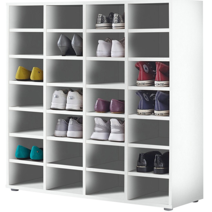 Рафт за обувки BOOTS, 28 отделения 92x95x33 см, Бял цвят