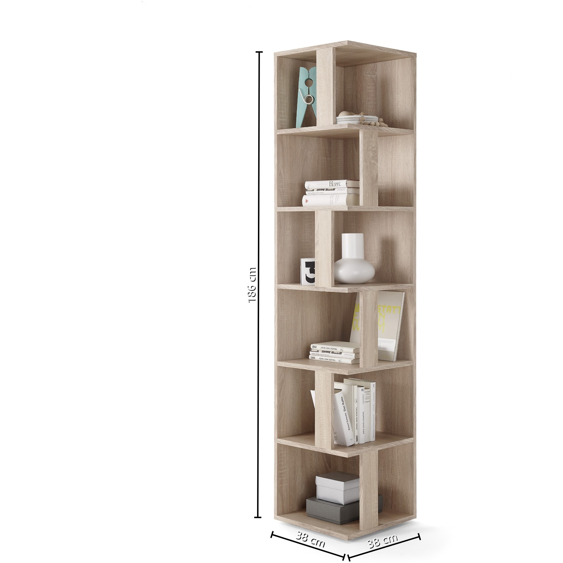 Etajera colt CORNER SHELF, 6 compartimente, dimensiune 38x186x38