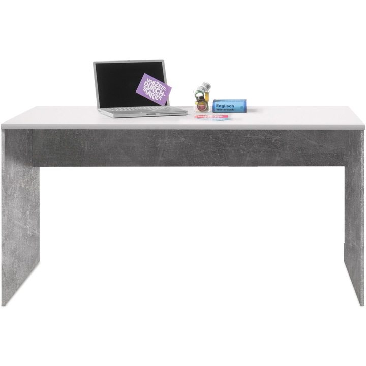 Birou OPTIMUS, dimensiuni 150x75x75 cm, culoare beton/alb