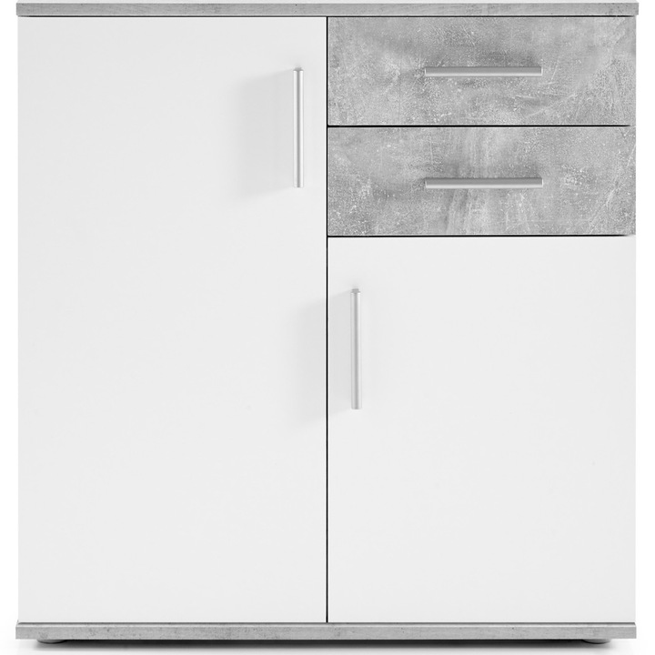 Comoda BOBBY 4, dimensiuni 80x82x35 cm , culoare gri beton/alb
