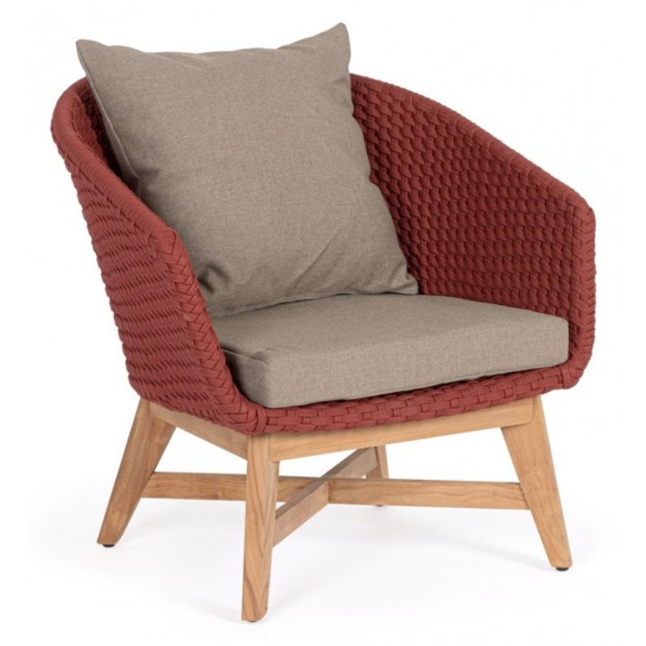 Fotoliu lemn textil rosu maro Scarlet 76x78x77 cm