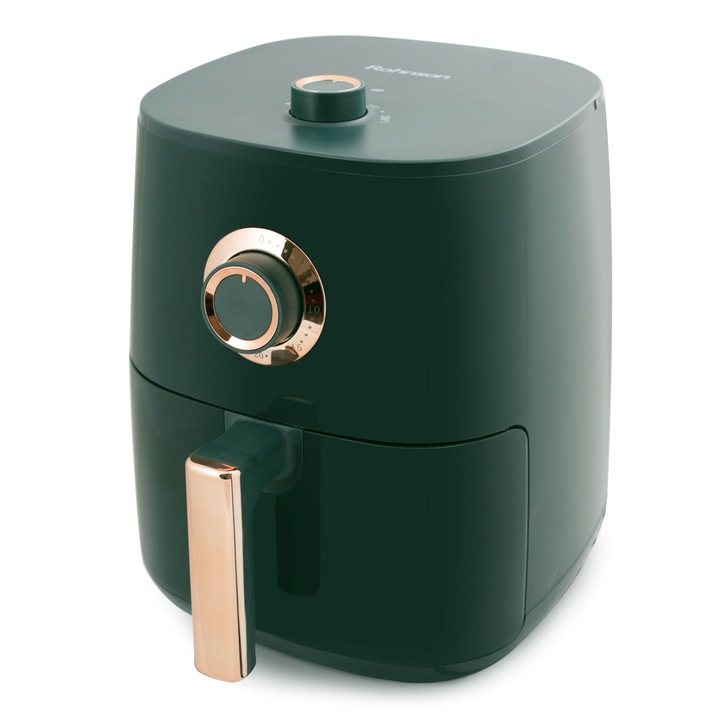 Friteuza cu aer cald Rohnson R2814, 1300W, 4 L, panou de control mecanic, timer 30 min, 80-200 ° C, maner termoizolat, protectie supraincalzire, oprire automata