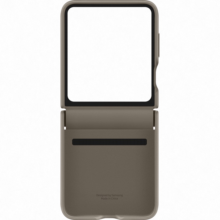 Защитен калъф за Samsung Galaxy Z Flip5 F731, калъф от еко кожа с капак, Elite Armor, U569, кафяв