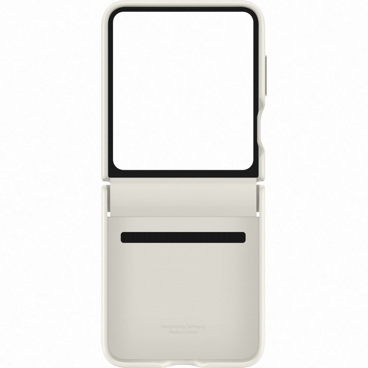 Защитен калъф за Samsung Galaxy Z Flip5 F731, калъф от еко кожа с капак, ударобезопасен, U570, кремав