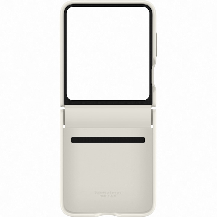 Carcasa de protectie compatibila cu Samsung Galaxy Z Flip5 F731, Flap Eco-Leather Case, CN1614, Crem
