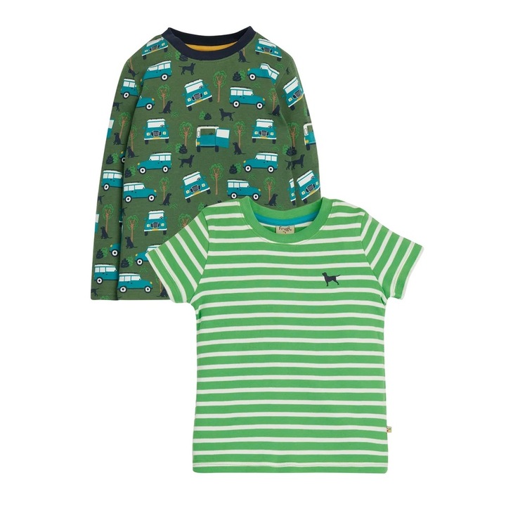 "Utazós" blúz és póló szett, biopamut, többszínű, gyerek