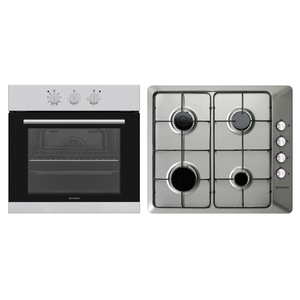 Pachet Pyramis Premium 60014002, cuptor electric incorporabil si plita gaz, 8 moduri de operare, clasa A, volum 69 litri, control mecanic, timer, easy clean, gratare email, finisaj inox
