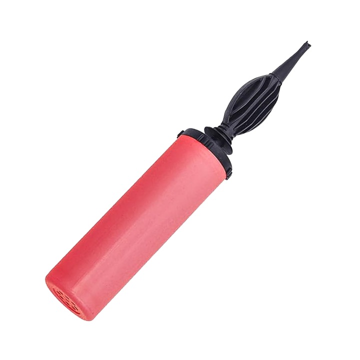 Pompa Manuala Pentru Umflat Baloane cu Dublu Sens Teno®, multifunctionala, materiale calitative, umflare rapida, rosu/negru, 28 cm