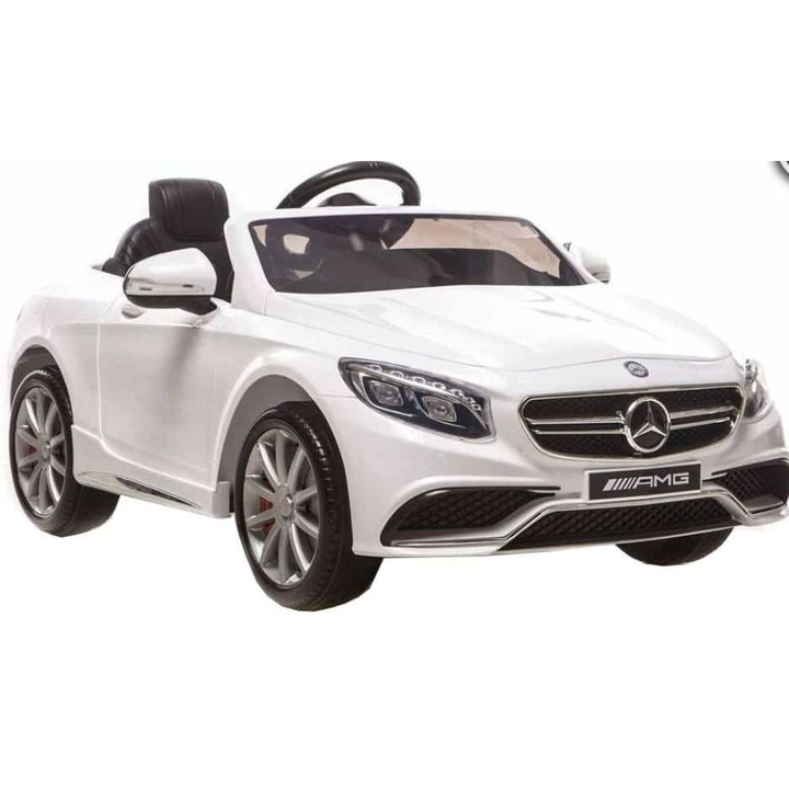 Детска електрическа кола Mercedes AMG GLA 45, БЯЛА, 12V, екологична кожена седалка