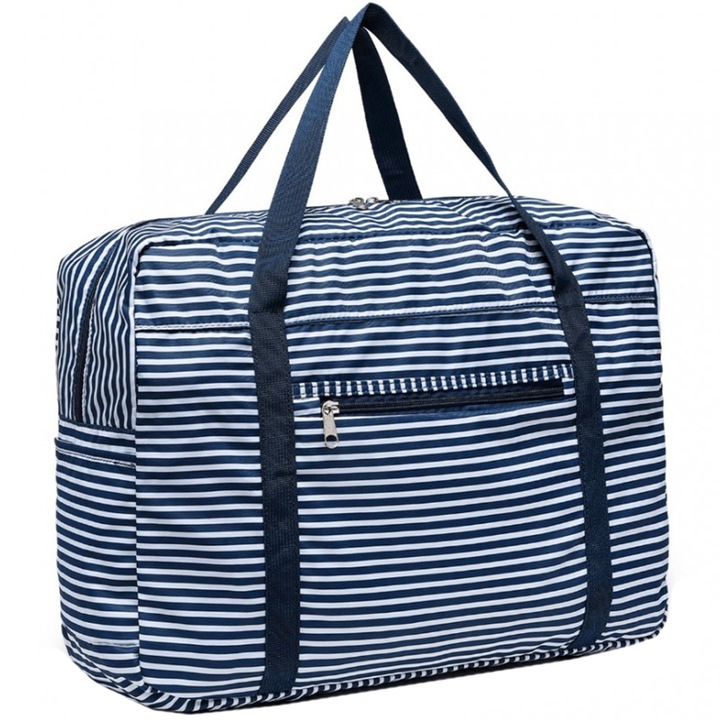 Geanta pentru calatorie, pentru bagaj de mana, Kono EQ2308SNY Alb Albastru