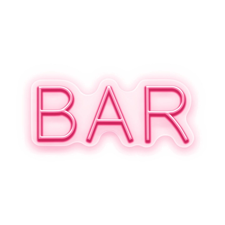 Semn Luminos LED Neon BAR, Rosu deschis, 100x43x0.8cm