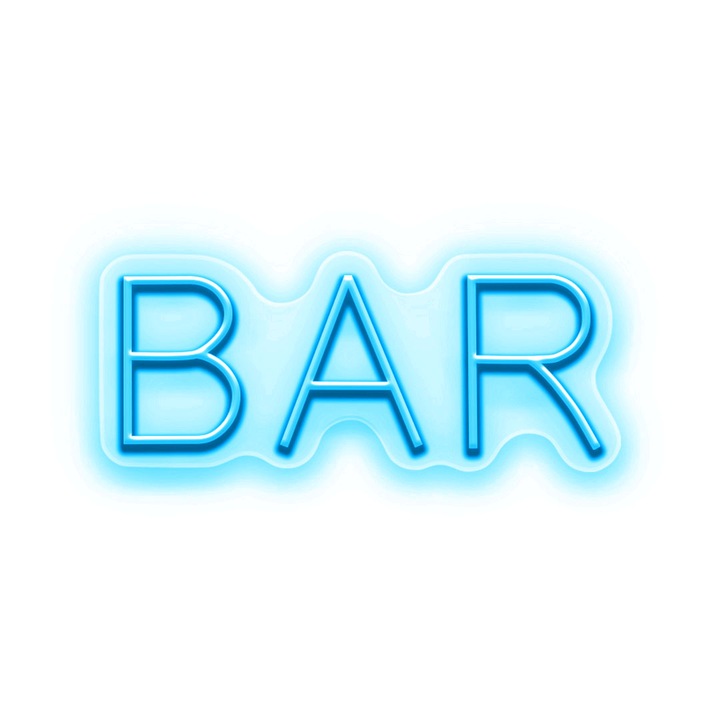 Semn Luminos LED Neon BAR, Portocaliu, 30x13x0.8cm