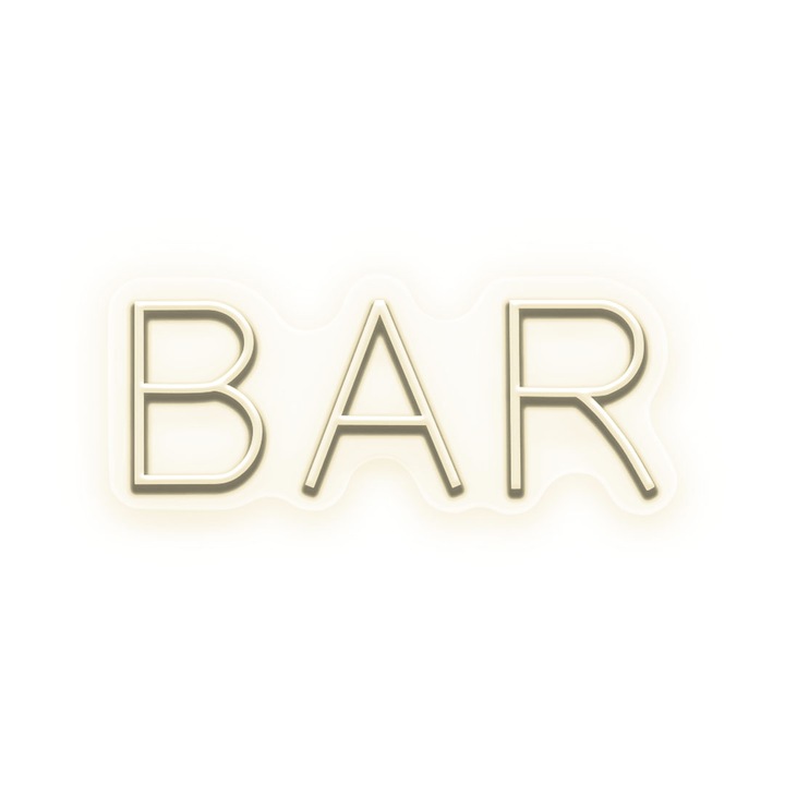 Semn Luminos LED Neon BAR, Alb cald, 30x13x0.8cm