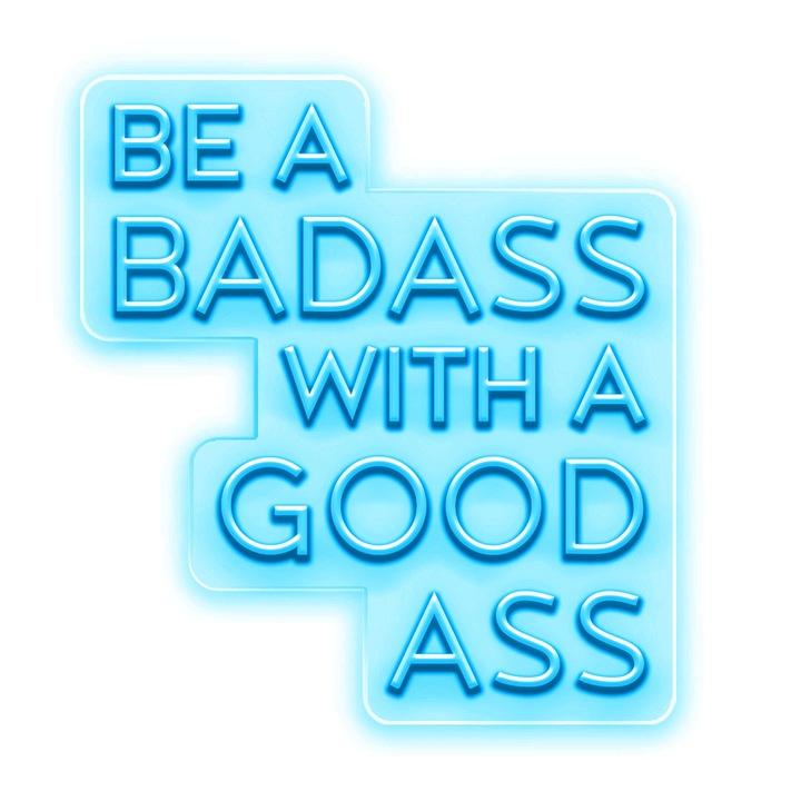 Semn Luminos LED Neon Be a badass, Portocaliu, 91x100x0.8cm