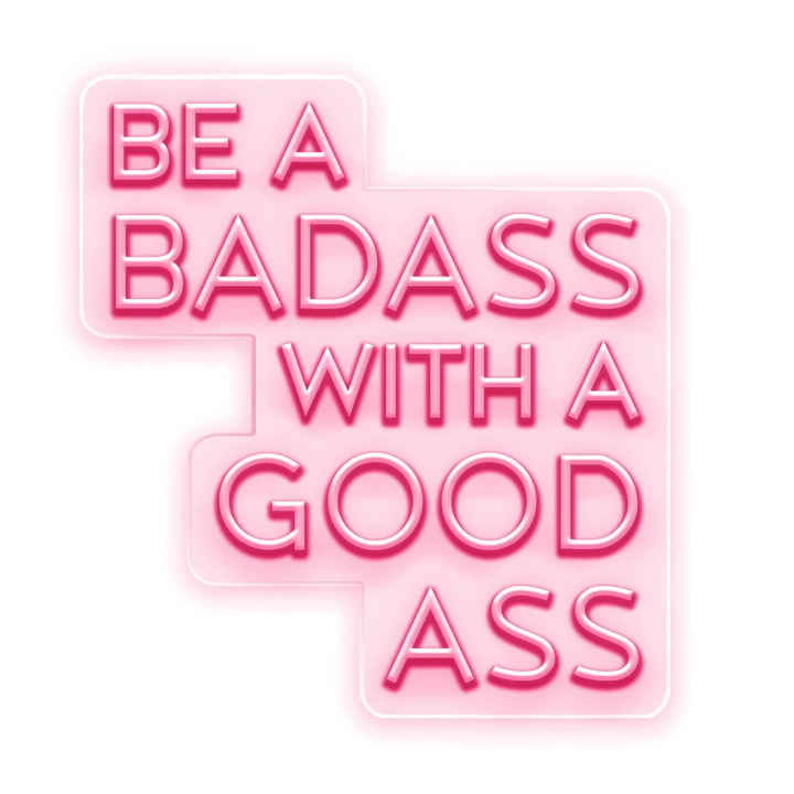 Semn Luminos LED Neon Be a badass, Rosu deschis, 114x125x0.8cm