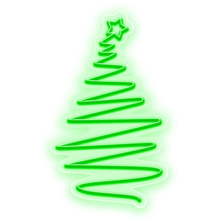 Semn Luminos LED Neon Bradut cu Telecomanda, Verde, 70x40x0.8cm