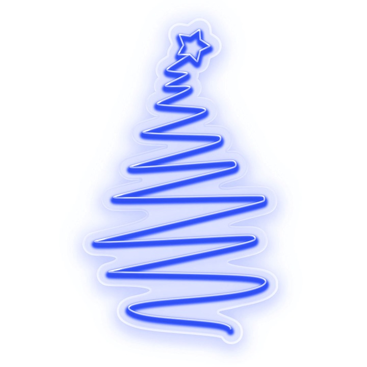 Semn Luminos LED Neon Bradut cu Telecomanda, Albastru, 30x50x0.8cm