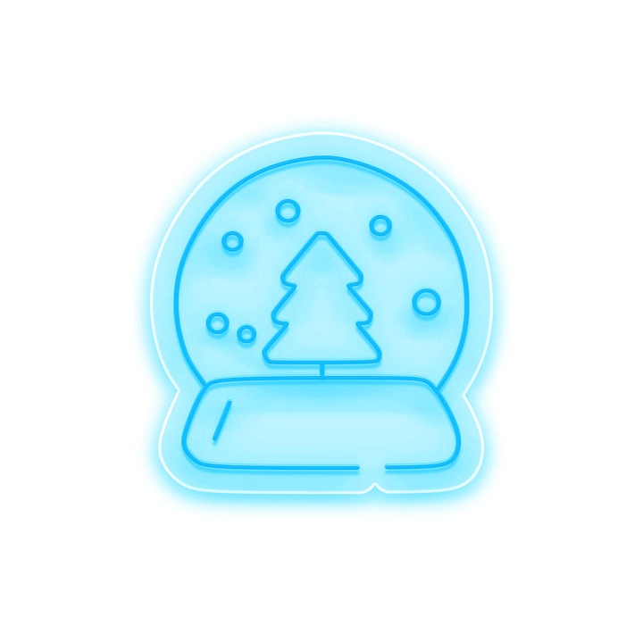 Semn Luminos LED Neon Christmas Globe cu Telecomanda, Portocaliu, 40x42x0.8cm