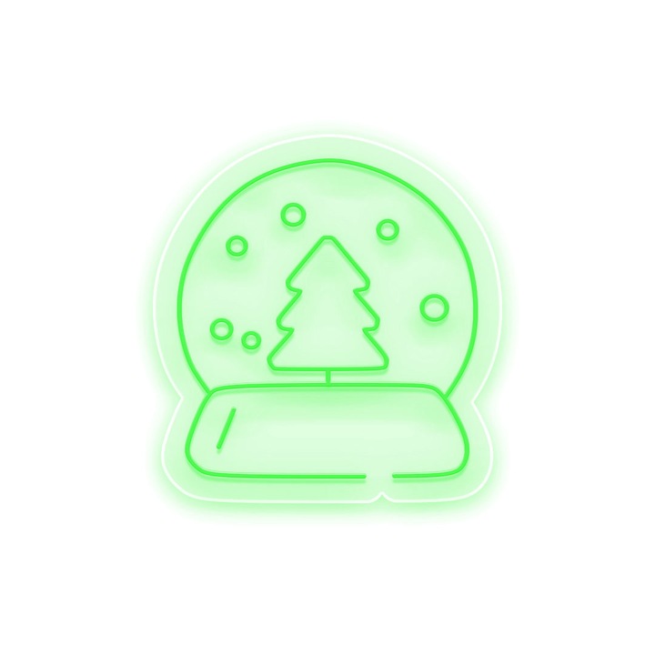 Semn Luminos LED Neon Christmas Globe cu Telecomanda, Verde, 54x57x0.8cm