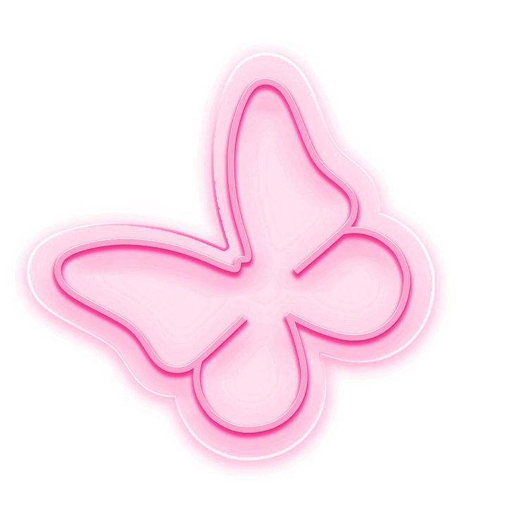 Semn Luminos LED Neon Fluture, Magenta, 30x30x0.8cm