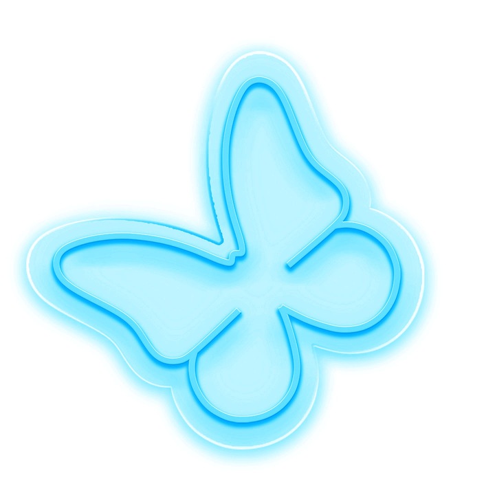 Semn Luminos LED Neon Fluture, Portocaliu, 30x30x0.8cm