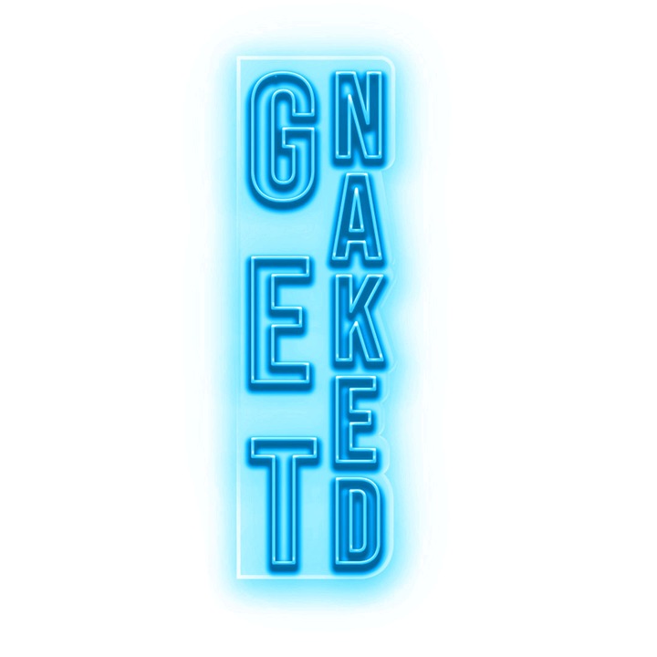 Semn Luminos LED Neon Get Naked, Cyan, 32x104x0.8cm