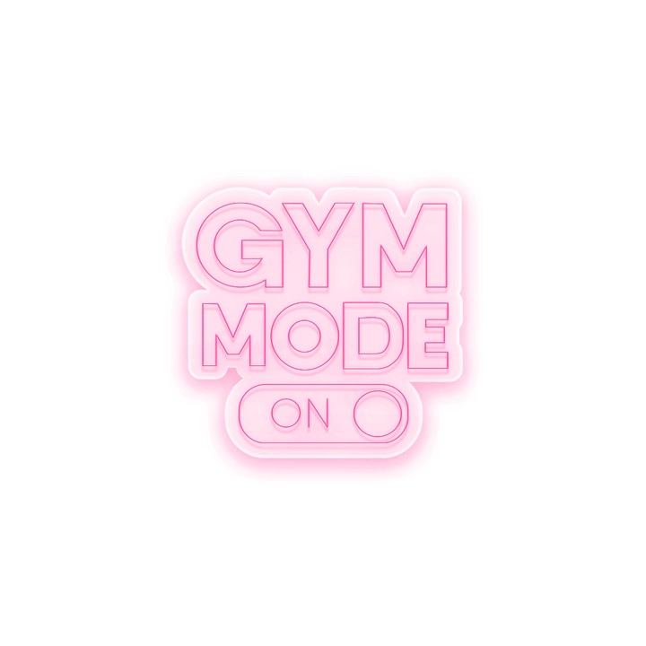 Semn Luminos LED Neon Gym Mode ON, Magenta, 125x125x0.8cm