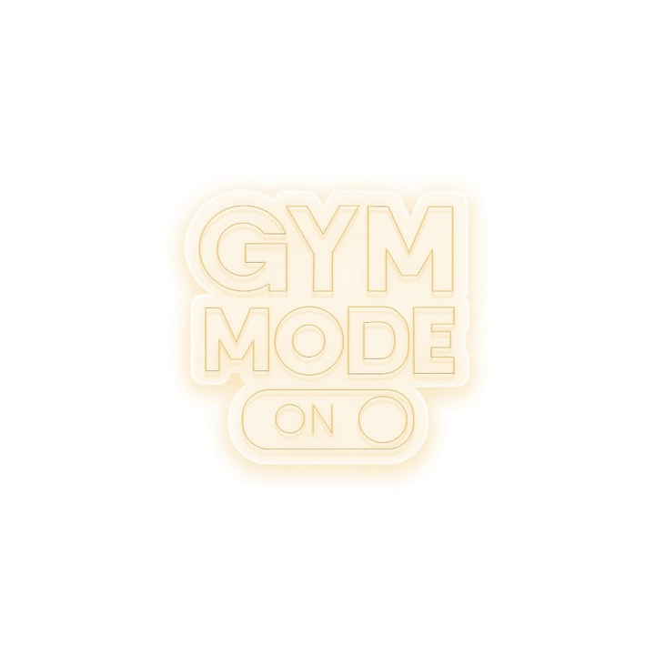 Semn Luminos LED Neon Gym Mode ON, Alb cald, 60x60x0.8cm