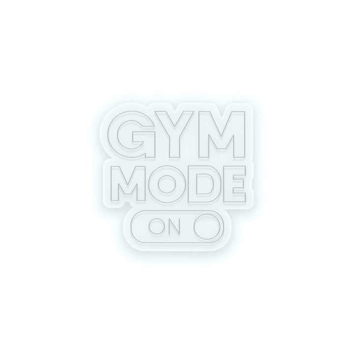 Semn Luminos LED Neon Gym Mode ON, Alb rece, 60x60x0.8cm