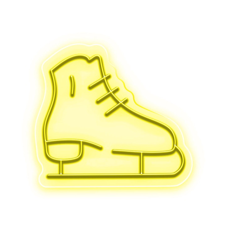 Semn Luminos LED Neon Ice Skate cu Telecomanda, Galben, 34x30x0.8cm