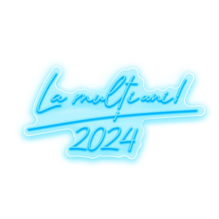 Semn Luminos LED Neon La Multi Ani, Portocaliu, 50x25x0.8cm