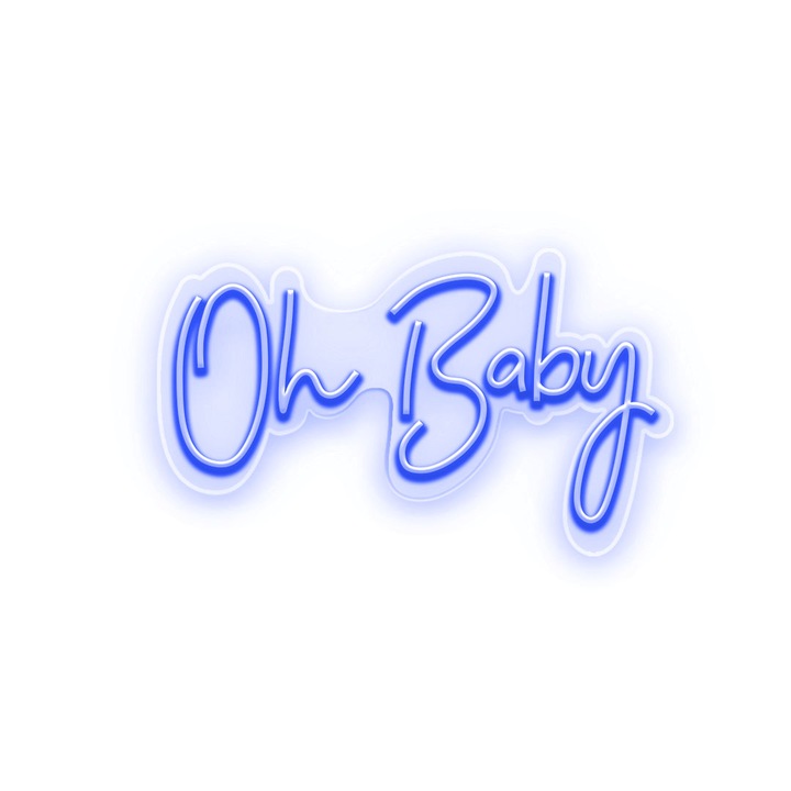 Semn Luminos LED Neon Oh Baby, Albastru, 35x20x0.8cm