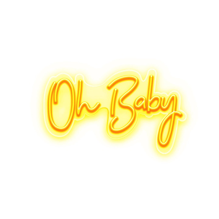 Semn Luminos LED Neon Oh Baby, Galben, 142x100x0.8cm