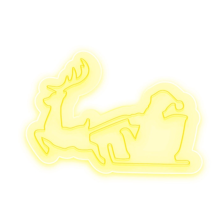 Semn Luminos LED Neon Sanie cu Telecomanda, Galben, 80x54x0.8cm