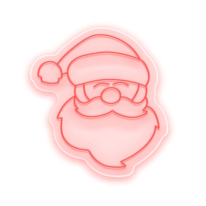 Semn Luminos LED Neon Santa Claus Portrait, Semn Luminos LED Neon cu Telecomanda, Rosu, 48x52x0.8cm