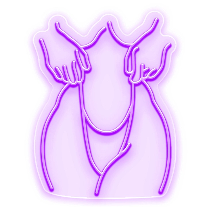 Semn Luminos LED Neon Silueta I, Mov, 62x84x0.8cm