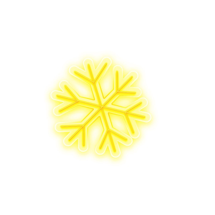 Semn Luminos LED Neon Snowflake cu Telecomanda, Galben, 45x45x0.8cm