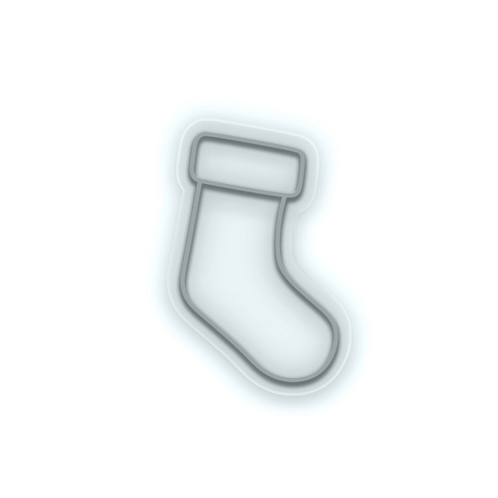 Semn Luminos LED Neon Soseta Craciun, Alb rece, 30x45x0.8cm