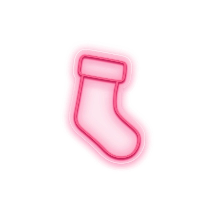 Semn Luminos LED Neon Soseta Craciun, Rosu deschis, 30x45x0.8cm