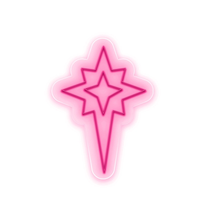 Semn Luminos LED Neon Star cu Telecomanda, Magenta, 48x65x0.8cm