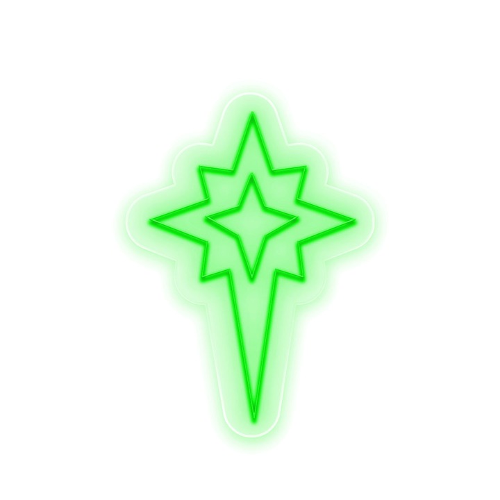 Semn Luminos LED Neon Star cu Telecomanda, Verde, 26x36x0.8cm
