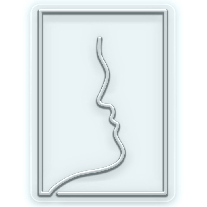 Semn Luminos LED Neon Tablou, Alb rece, 92x132x0.8cm