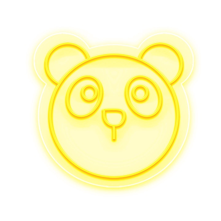 Semn Luminos LED Neon Ursulet, Galben, 65x65x0.8cm